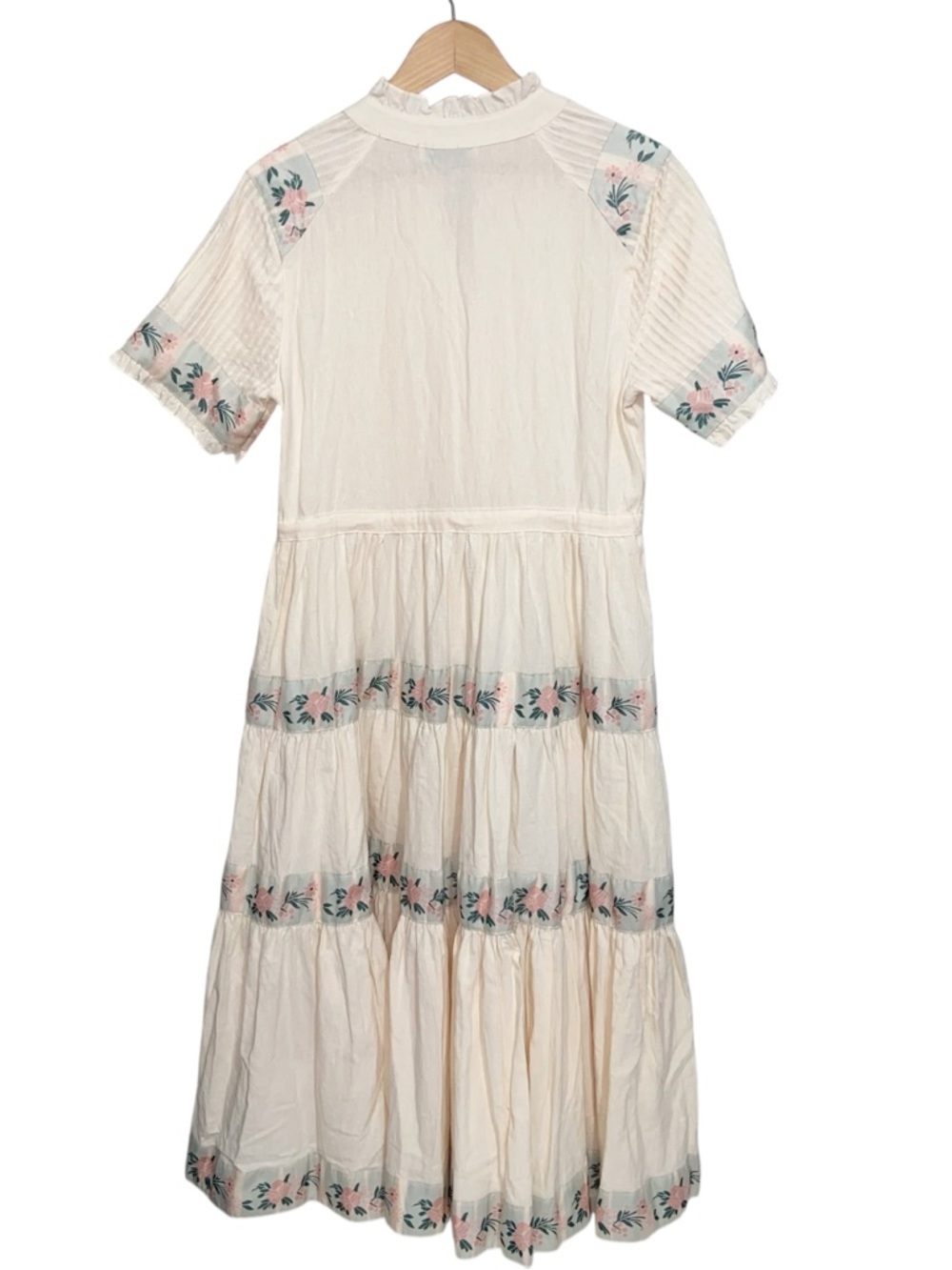 Ivy City Dress Womens Small Holland Floral  Midi Cottagecore Feminine Boho Cream - Picture 2 of 10